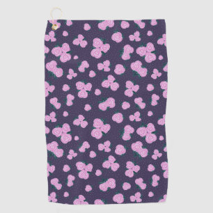 Klassieke donkerpaarse bloemen golfhanddoek
