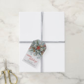 Klassieke donkerrode turquoise blauwe groene bloem cadeaulabel (Met Touw)