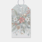 Klassieke donkerrode turquoise blauwe groene bloem cadeaulabel (Achterkant)