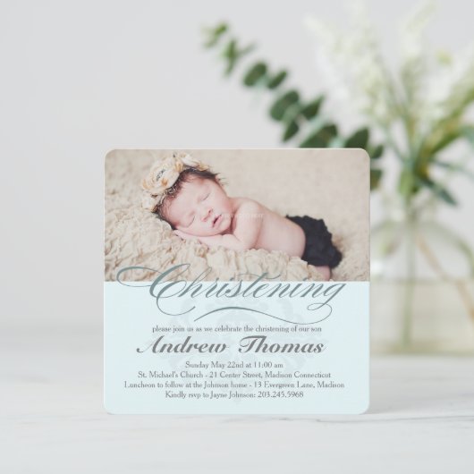 Klassieke doop uitnodiging (Staand voorkant)