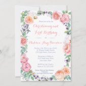 Klassieke doop / verjaardag met roze rozen kaart (Voorkant)