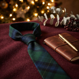 Klassieke Douglas Clan Tartan Groen Navyblauw Scho Stropdas