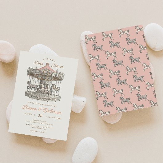 Klassieke draaimolen baby shower uitnodiging 2