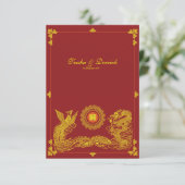 Klassieke draak feniks Chinese trouw uitnodiging2 RSVP Kaartje (Staand voorkant)