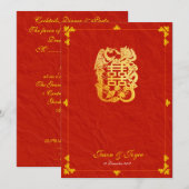 klassieke dragon met dubbel geluk trouwuitnodiging kaart (Voorkant / Achterkant)