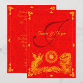 Klassieke dragon phoenix chinese huwelijksuitnodig kaart (Voorkant / Achterkant)