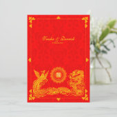 Klassieke dragon phoenix chinese huwelijksuitnodig kaart (Staand voorkant)