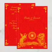 Klassieke dragon phoenix chinese huwelijksuitnodig kaart (Voorkant / Achterkant)