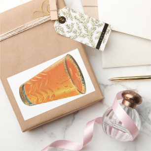 Klassieke drankjes, glas sinaasappelsap ontbijt rechthoekige sticker