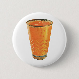 Klassieke drankjes, glas sinaasappelsap ontbijt ronde button 5,7 cm