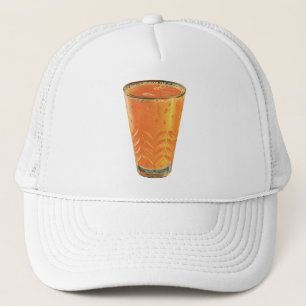 Klassieke drankjes, glas sinaasappelsap ontbijt trucker pet