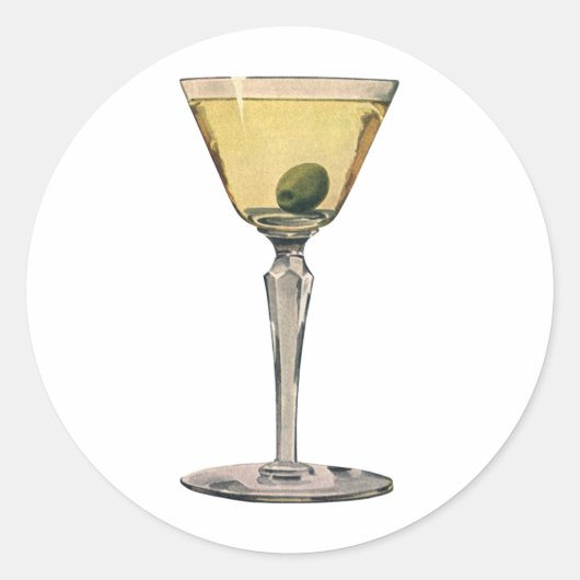 Klassieke drankjes, Martini Olijf Cocktail Ronde Sticker (Voorkant)