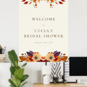 Klassieke droge wilde bloemen bruidsdouche welkom  poster (Thuiskantoor)