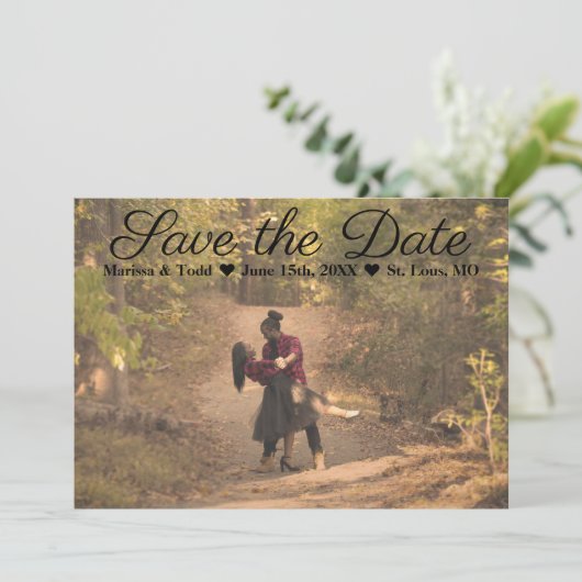 Klassieke dubbel-gesteunde Foto sparen de Datum Save The Date (Staand voorkant)
