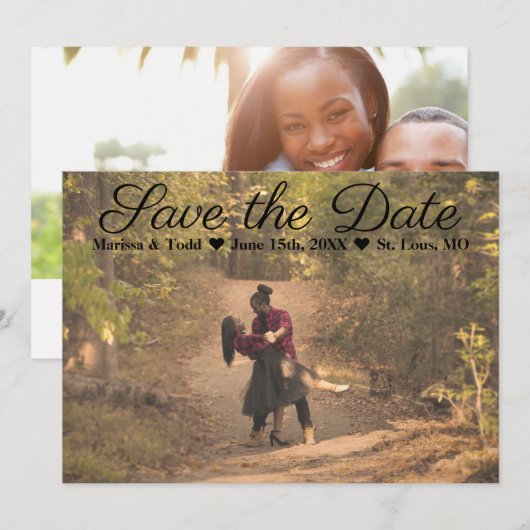 Klassieke dubbel-gesteunde Foto sparen de Datum Save The Date (Voorkant / Achterkant)