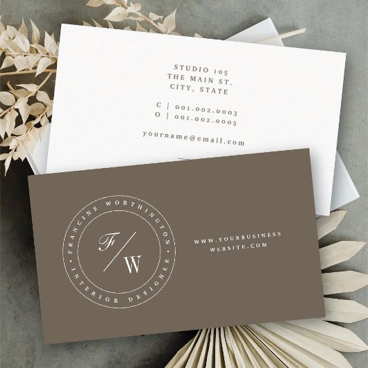 Klassieke Dubbele Monogram Cirkel Stempel Minimali Visitekaartje