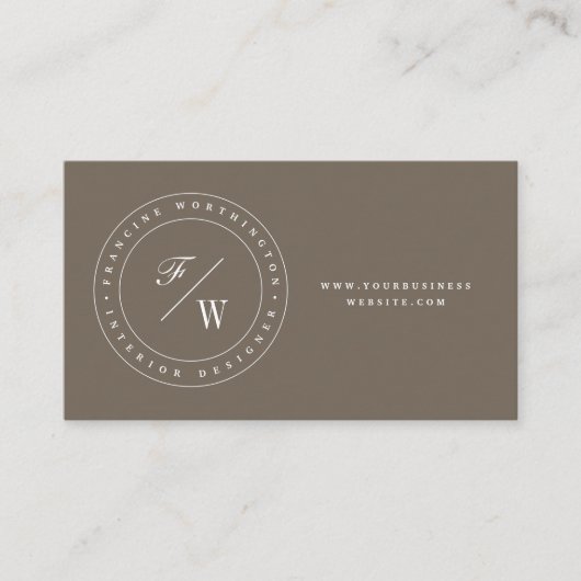 Klassieke Dubbele Monogram Cirkel Stempel Minimali Visitekaartje (Voorkant)