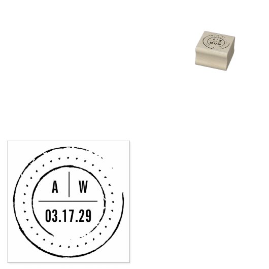 Klassieke Dubbele Monogrammen Cirkels Ronde Bruilo Rubberstempel (Gestempeld)