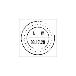 Klassieke Dubbele Monogrammen Cirkels Ronde Bruilo Rubberstempel