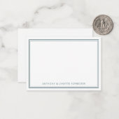 Klassieke dubbele rand Peacock Green Notitiekaartje (Voorkant / Achterkant in situ)