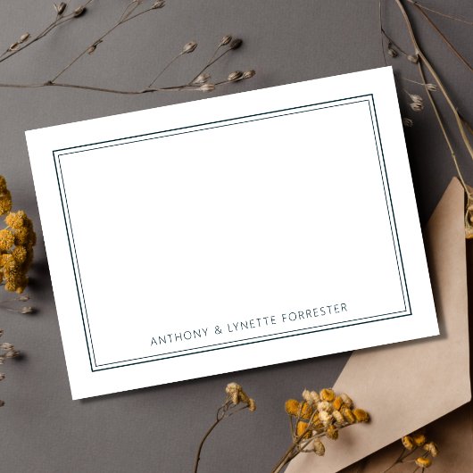 Klassieke dubbele rand Peacock Green Notitiekaartje