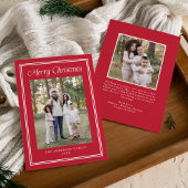Klassieke Dubbele Rand Rood 2 Foto Feestdagenkaart