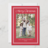 Klassieke Dubbele Rand Rood 2 Foto Feestdagenkaart (Voorkant)