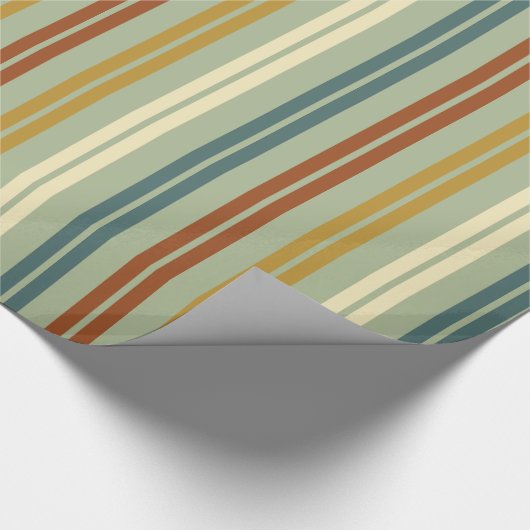 Klassieke Dubbele Streep Patroon Retro Celadon Roe Cadeaupapier (Hoek)
