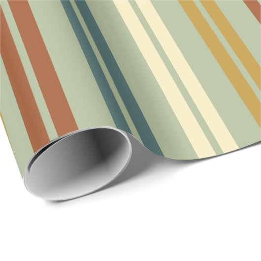 Klassieke Dubbele Streep Patroon Retro Celadon Roe Cadeaupapier (Rol Hoek)