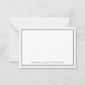 Klassieke dubbele zwart wit rand koppels notitiekaartje (Voorkant)