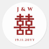 Klassieke dubbelgeluk Chinese bruiloft sticker (Voorkant)