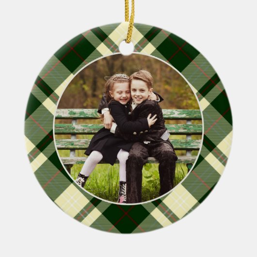 Klassieke, dubbelzijdige foto met kerstmis keramisch ornament (Voorkant)