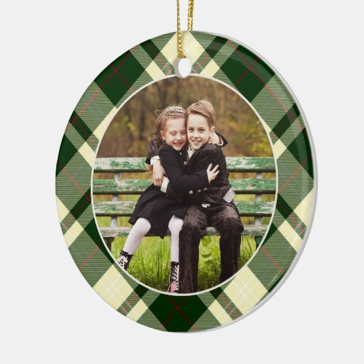 Klassieke, dubbelzijdige foto met kerstmis keramisch ornament (Links)