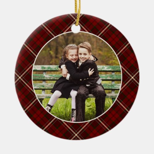 Klassieke, dubbelzijdige foto met kerstmis keramisch ornament (Voorkant)