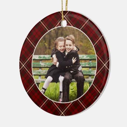 Klassieke, dubbelzijdige foto met kerstmis keramisch ornament (Links)