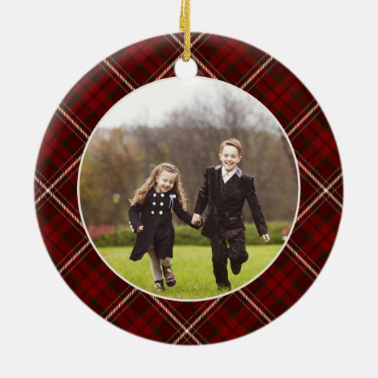 Klassieke, dubbelzijdige foto met kerstmis keramisch ornament (Achterkant)