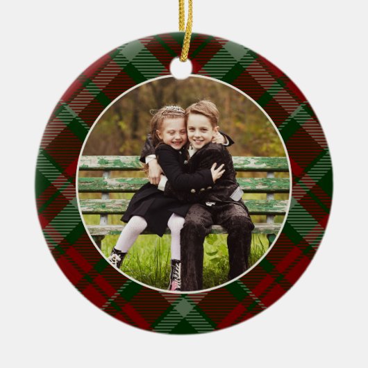 Klassieke, dubbelzijdige foto met kerstmis keramisch ornament (Voorkant)