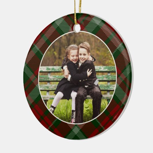 Klassieke, dubbelzijdige foto met kerstmis keramisch ornament (Links)