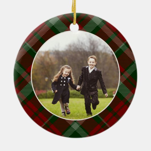 Klassieke, dubbelzijdige foto met kerstmis keramisch ornament (Achterkant)