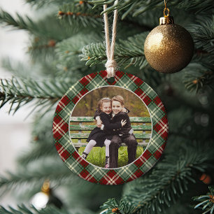 Klassieke, dubbelzijdige foto met kerstmis keramisch ornament