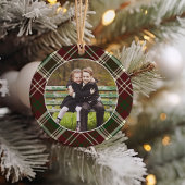 Klassieke, dubbelzijdige foto met kerstmis keramisch ornament