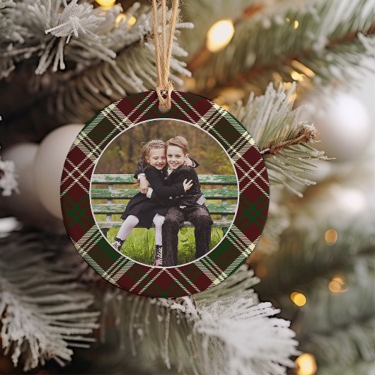 Klassieke, dubbelzijdige foto met kerstmis keramisch ornament