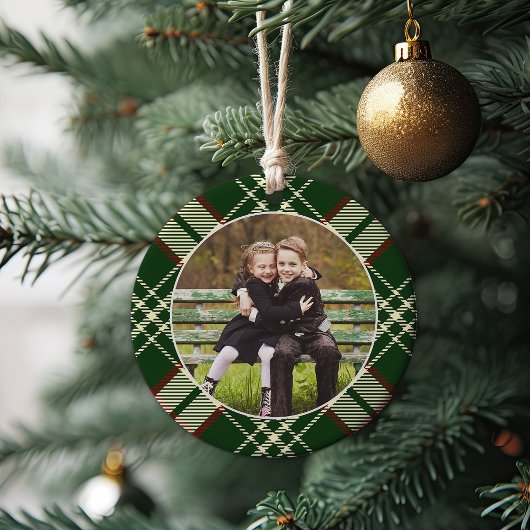 Klassieke, dubbelzijdige foto met kerstmis keramisch ornament