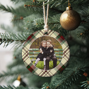 Klassieke, dubbelzijdige foto met kerstmis keramisch ornament