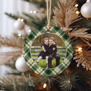 Klassieke, dubbelzijdige foto met kerstmis keramisch ornament