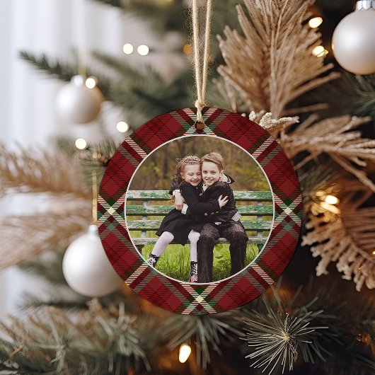 Klassieke, dubbelzijdige foto met kerstmis keramisch ornament