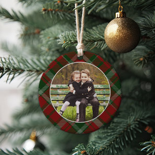 Klassieke, dubbelzijdige foto met kerstmis keramisch ornament
