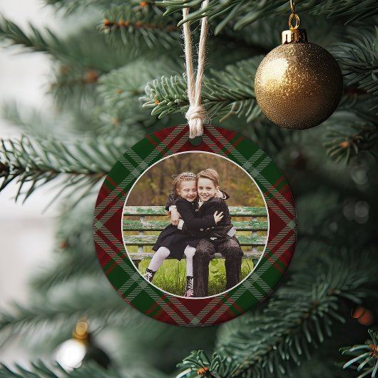 Klassieke, dubbelzijdige foto met kerstmis keramisch ornament