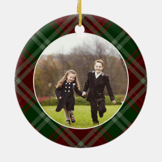 Klassieke, dubbelzijdige foto met kerstmis keramisch ornament (Achterkant)