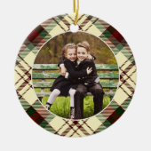 Klassieke, dubbelzijdige foto met kerstmis keramisch ornament (Voorkant)